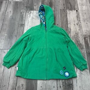 Hanna Andersson Reversible Fleece Hoodie Jacket Green Floral Girls 130?